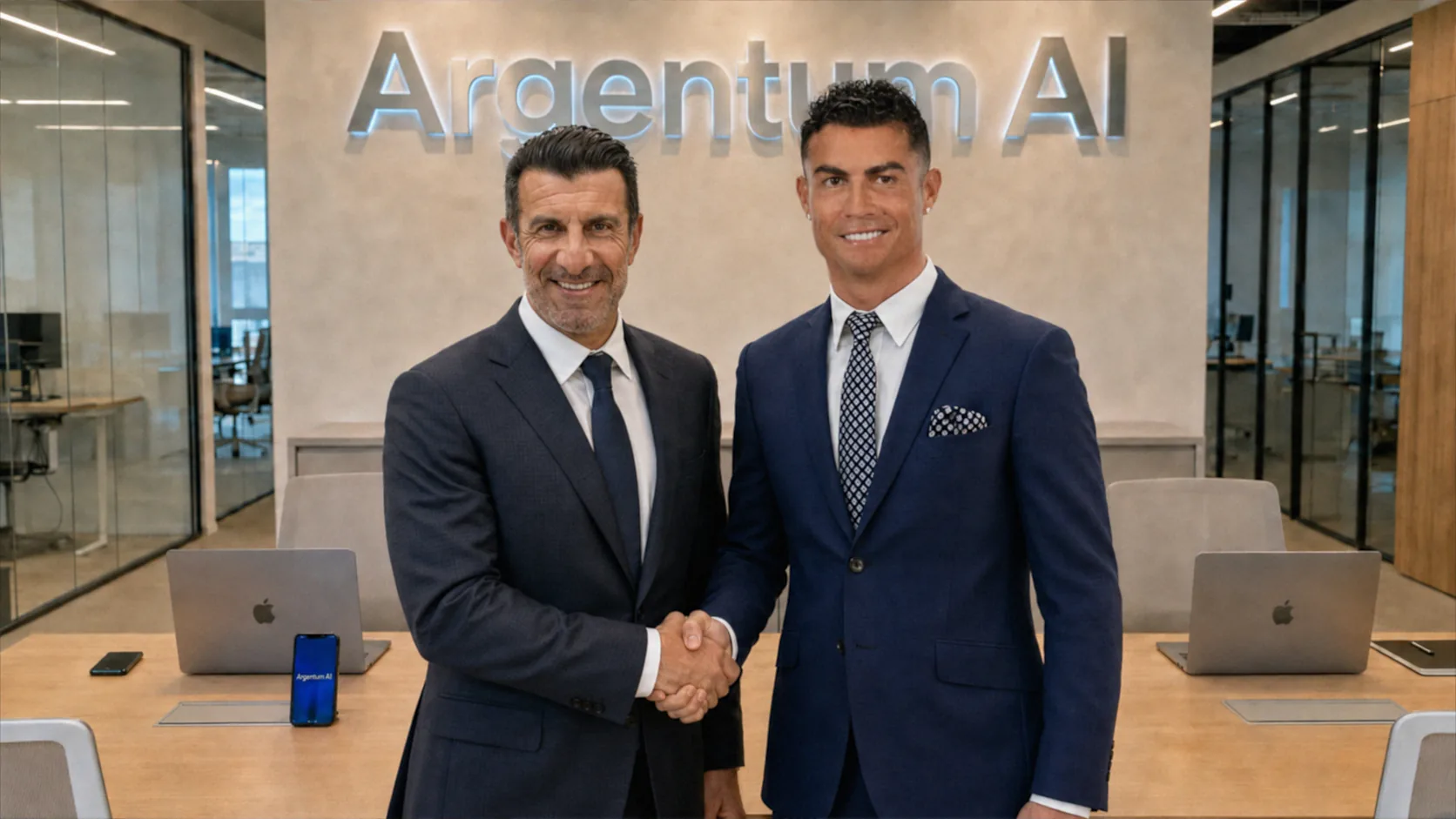 Ronaldo e Figo com crianças de escolas de futebol no Estádio da Luz
